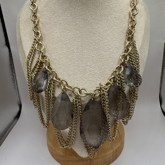 Banana Republic Gold and Crystal Look Statement Necklace - Picture 9 of 10